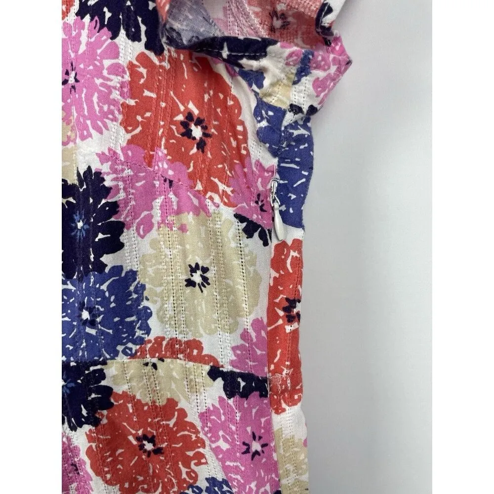 Boden Multicolor Floral Pointelle‎ Knee Length Cotton Scoop Neck Dress Size 10R Pink - Image 4