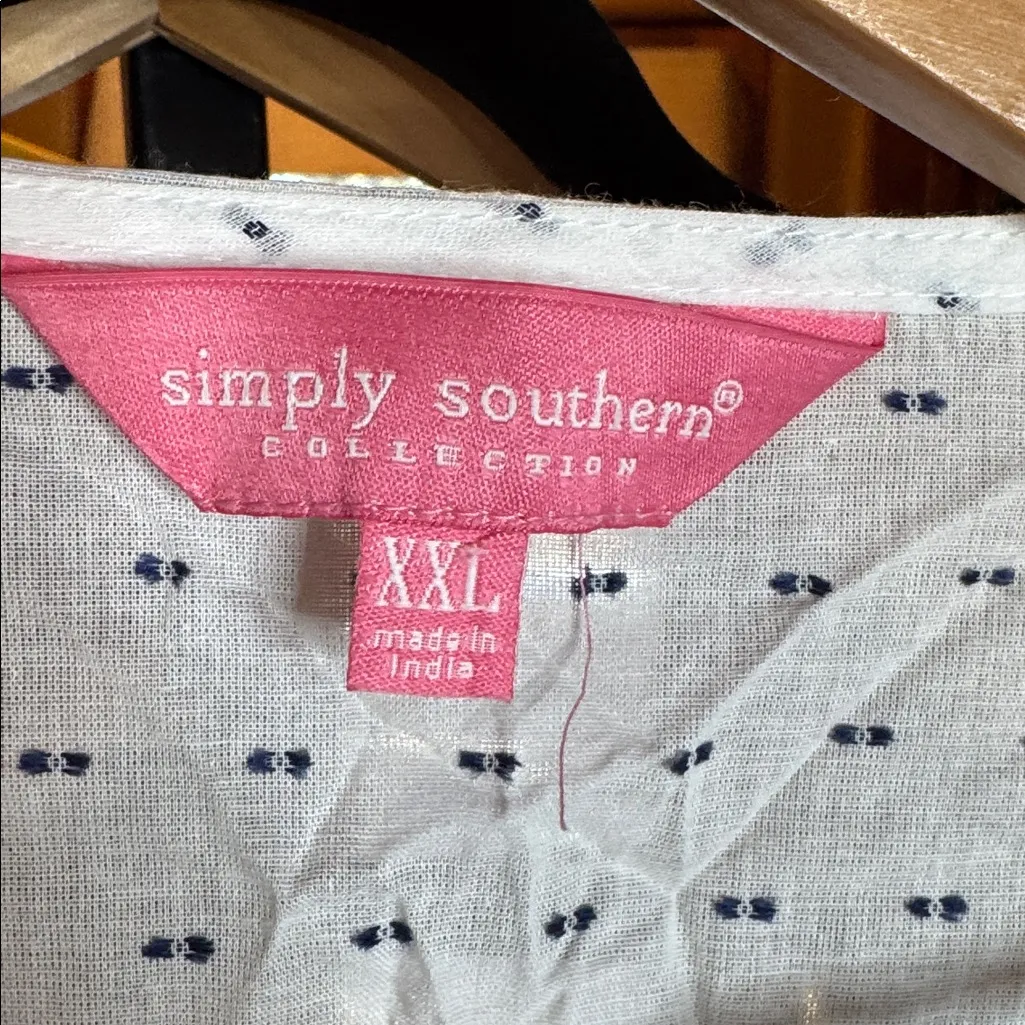 NWT Simply Southern Navy White Swiss Dot Tassel Dress Swim Cover-Up Size XXL - Image 2