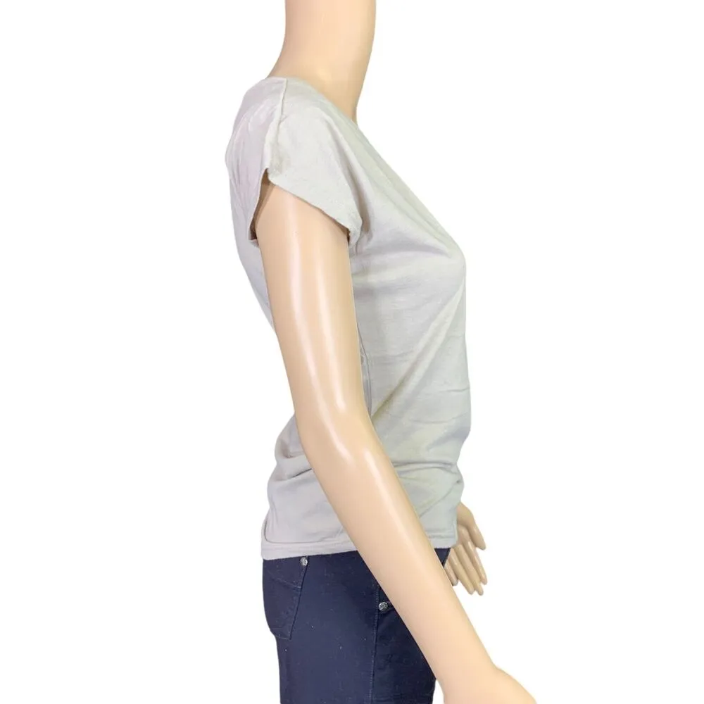 Anvil Womens T Shirt Top Lightweight Capped Sleeve Stretch Casual Beige Small - Image 4