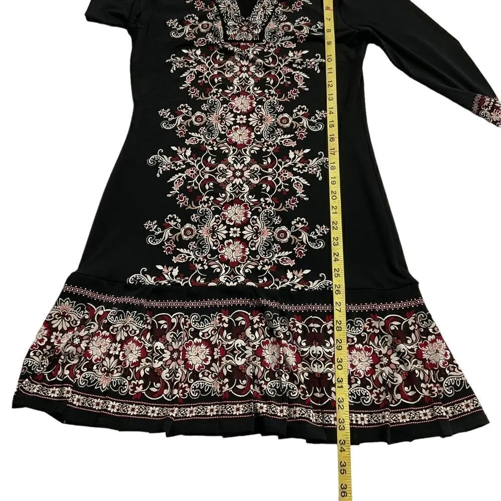 White House Black Market Embellished Shift Dress 3/4‎ Sleeve Pleat Hem Size XS - Image 12