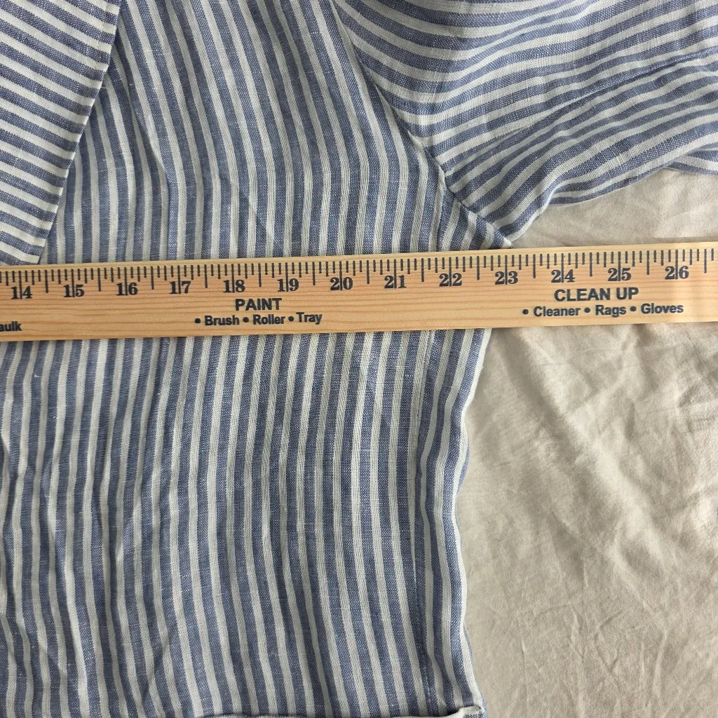 Tahari Linen White Navy Striped Lightweight Blazer XL - Image 7