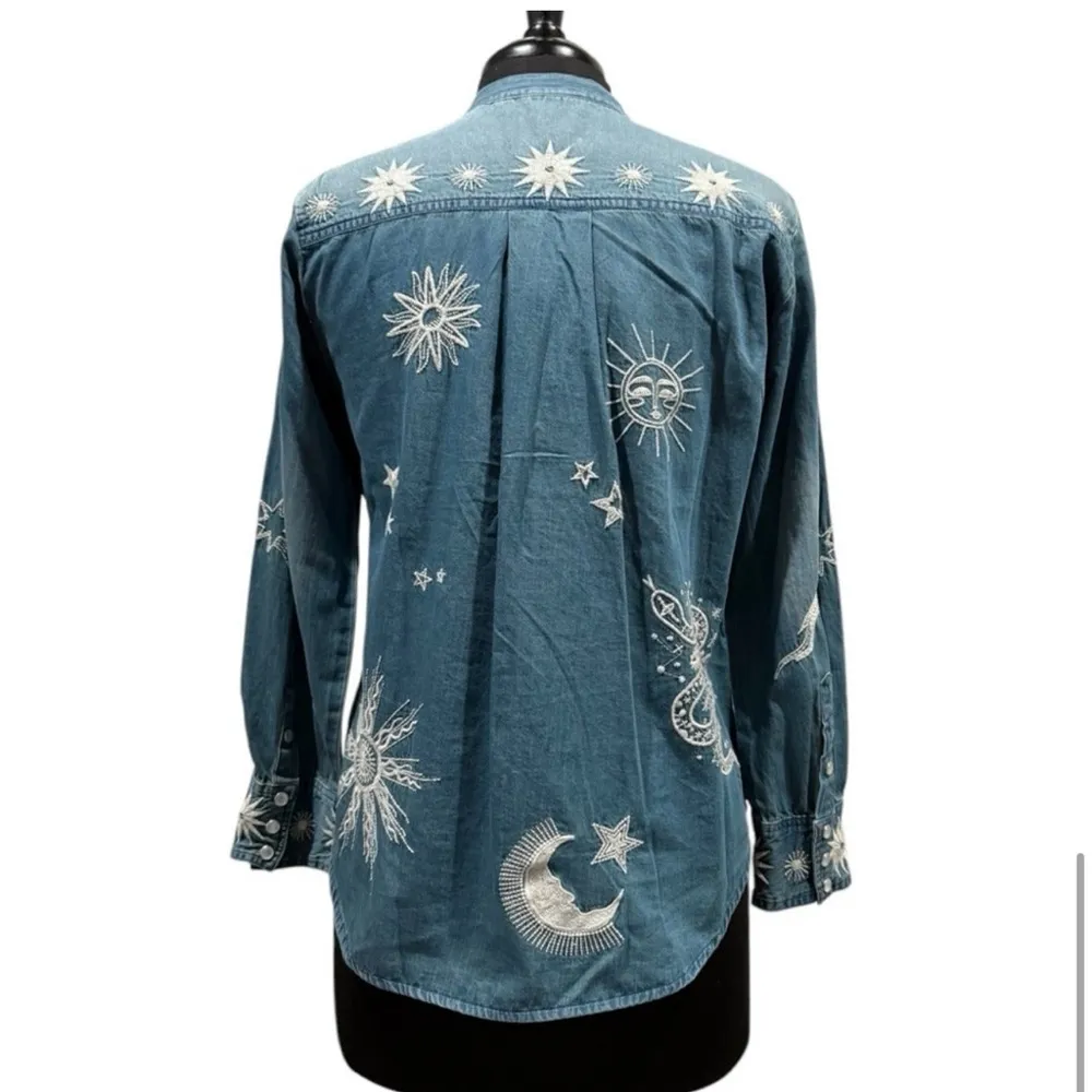 Johnny Was Andromeda Tuxedo Shirt Blue Small - Image 3