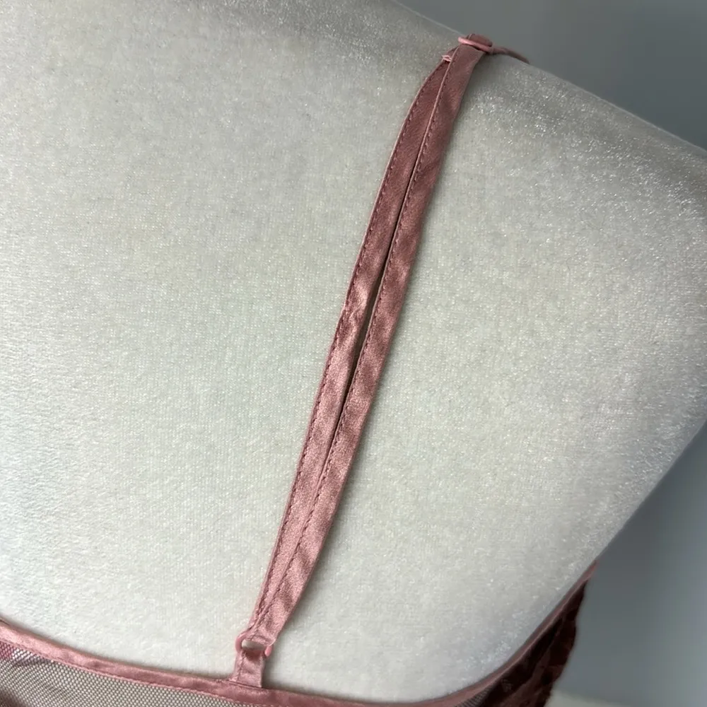 Victoria's Secret Rose Gold Sheer Slip 100% Silk Mesh Lace Size Medium Lingerie - Image 11