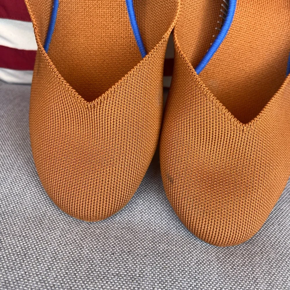 Rust Orange Knit Flats with Blue Trim – Size 11 - Image 4