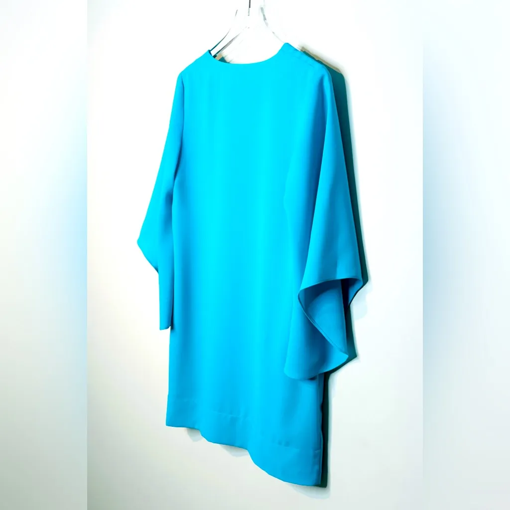 CROSBY by Mollie Burch Turquoise Chiffon Angel Wing Sleeve Shift Dress Size M - Image 6