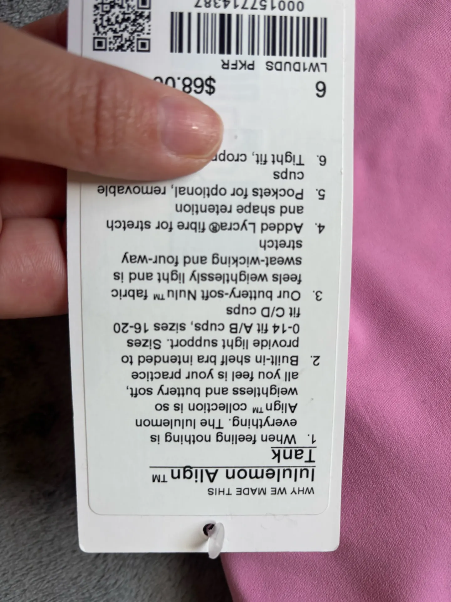 Lululemon Align Tank Top *Light Support, A/B Cup Pink Frosting Size 6 - Image 6