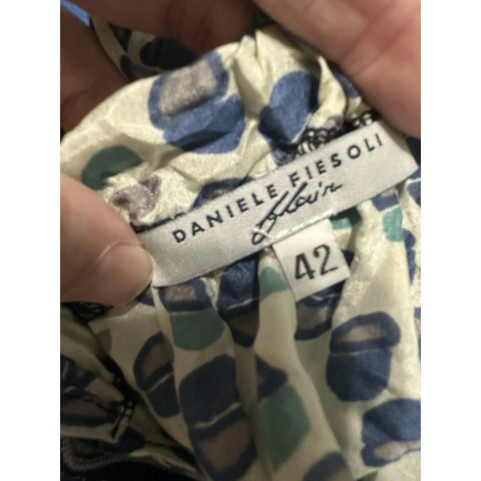 DANIELE FIESOLI 100% Silk Halter Dress Tunic Blue Geometric Layered Size S - Image 6