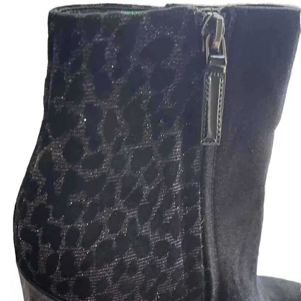 Nine West Women’s Black Velvet Pointed Toe Ankle Booties Size 8.5 Leopard Color - Image 3