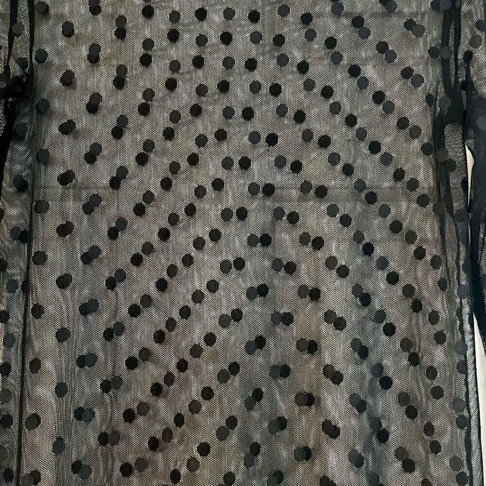 Liv By Habitat Clothes Mesh Sheer Long Sleeve Polka Dot Top Small Black - Image 2