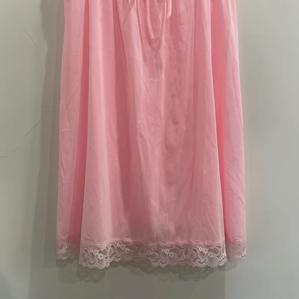 Vintage Montgomery Ward Pink Lace Slip Nightgown Dress Size Large Made In USA - Image 3