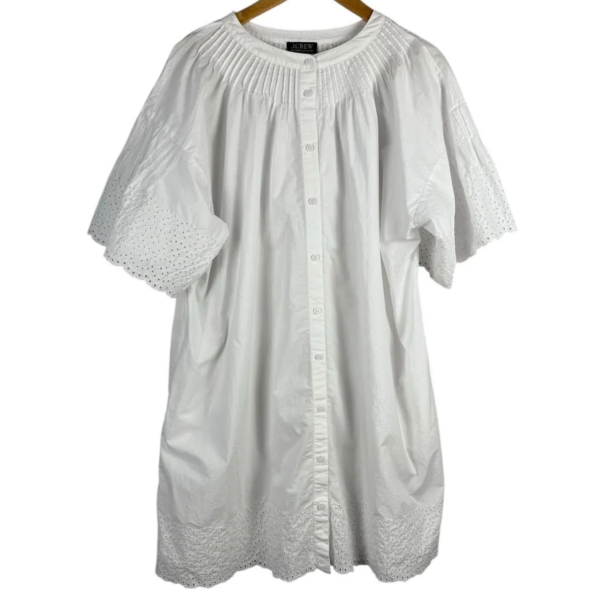 J. Crew Plus White‎ Jolie Dress in Eyelet Regenerative Cotton Poplin Size XXL - Image 4