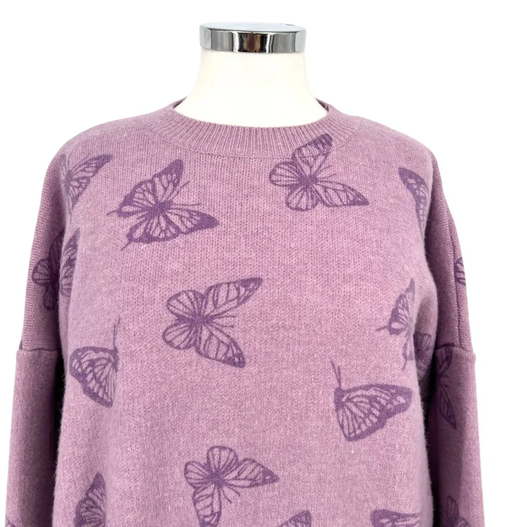 Le Lis Collection Butterfly Print Purple Oversized Sweater Size Medium - Image 2