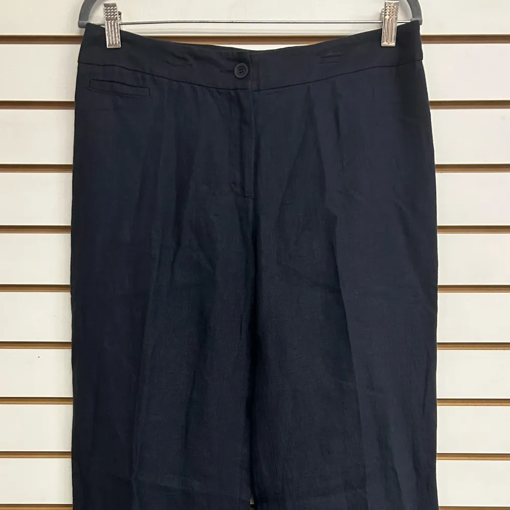 Eileen Fisher 100% Linen Navy Blue Wide Leg Pants Size Small EUC Linen Linen - Image 2