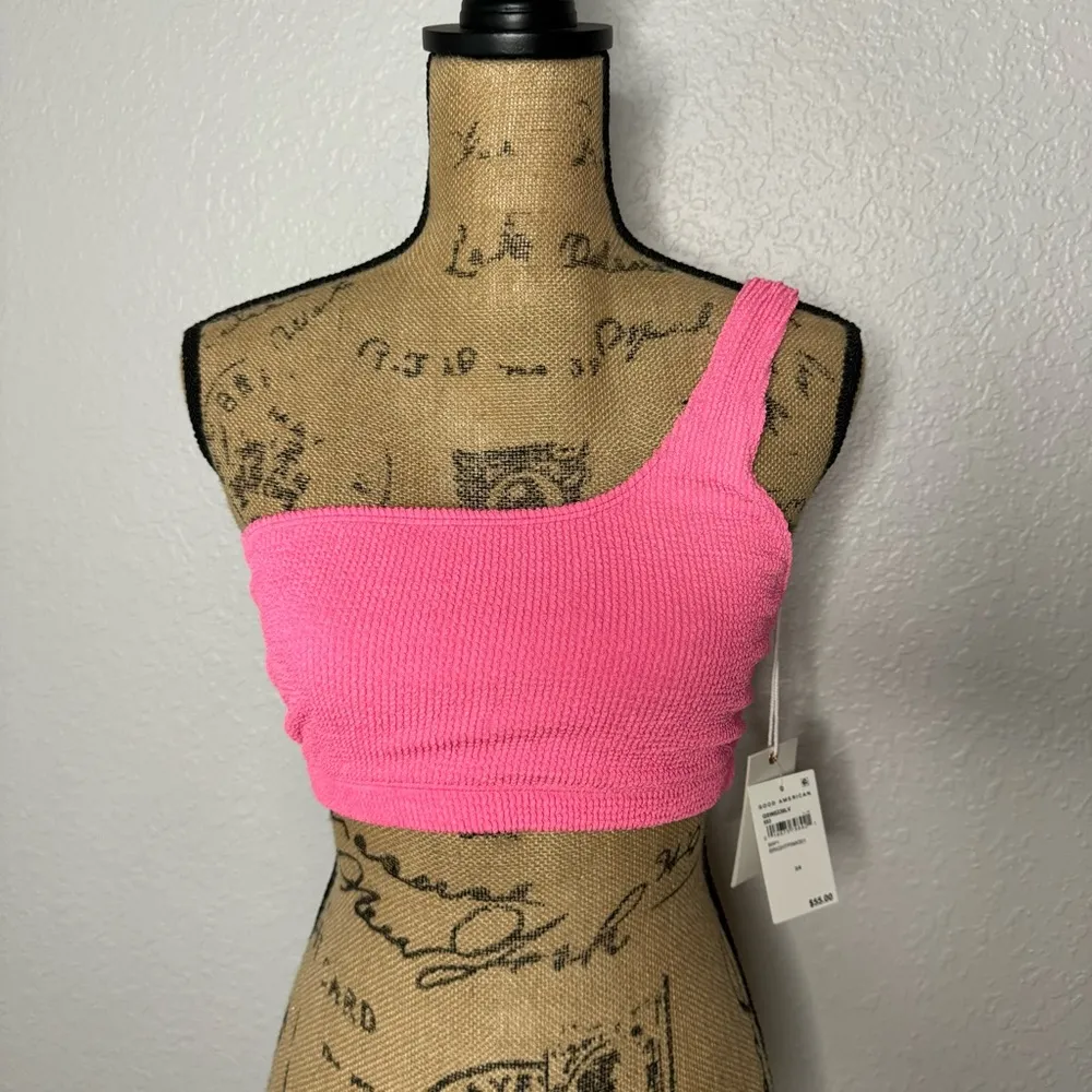 Good American Bright Pink Size 3/4 L/XL Always Fits Shoulder Bikini Top Barbie - Image 2