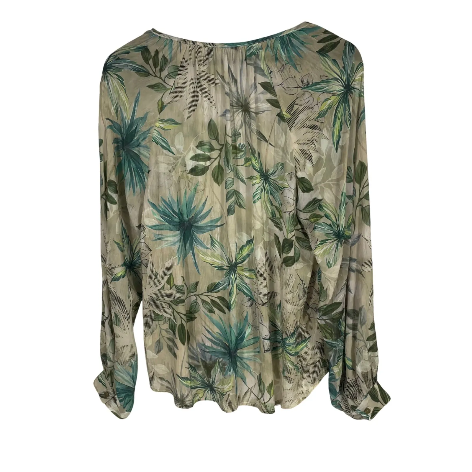 Maven West Sheer Floral Blouse Women's M 100% Cupro Tropical Lightweight Top - Image 4