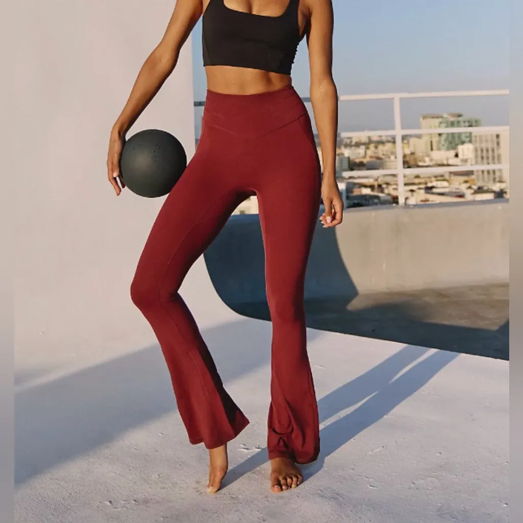 Free People Movement Never Better Flare Pants Red - Image 7