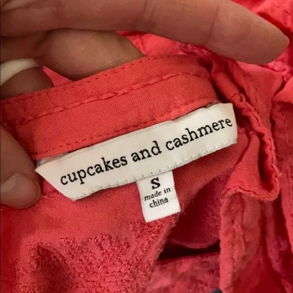 cupcakes and cashmere Hughes Embroidered Tank Size Small Coral Pink - Image 6