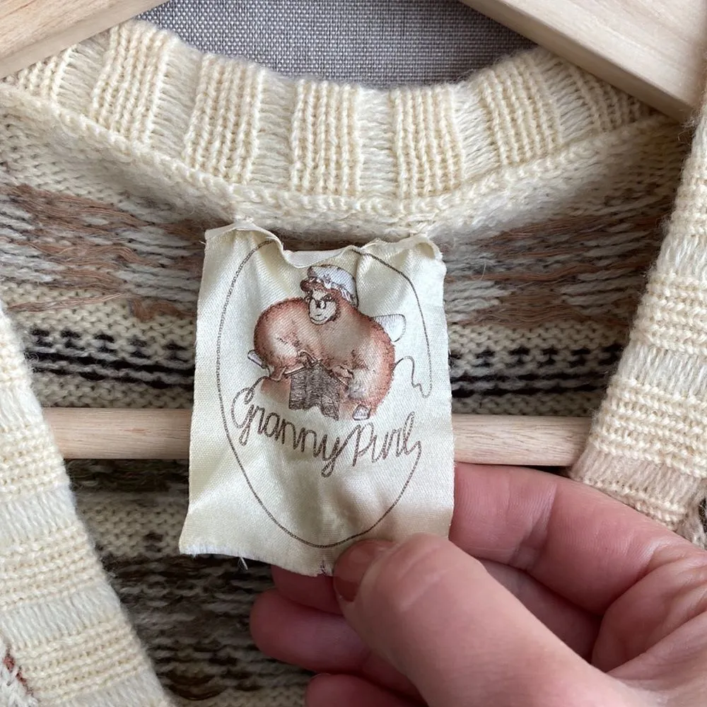 Granny Pearl fair isle sweater vest Brown Size M - Image 3