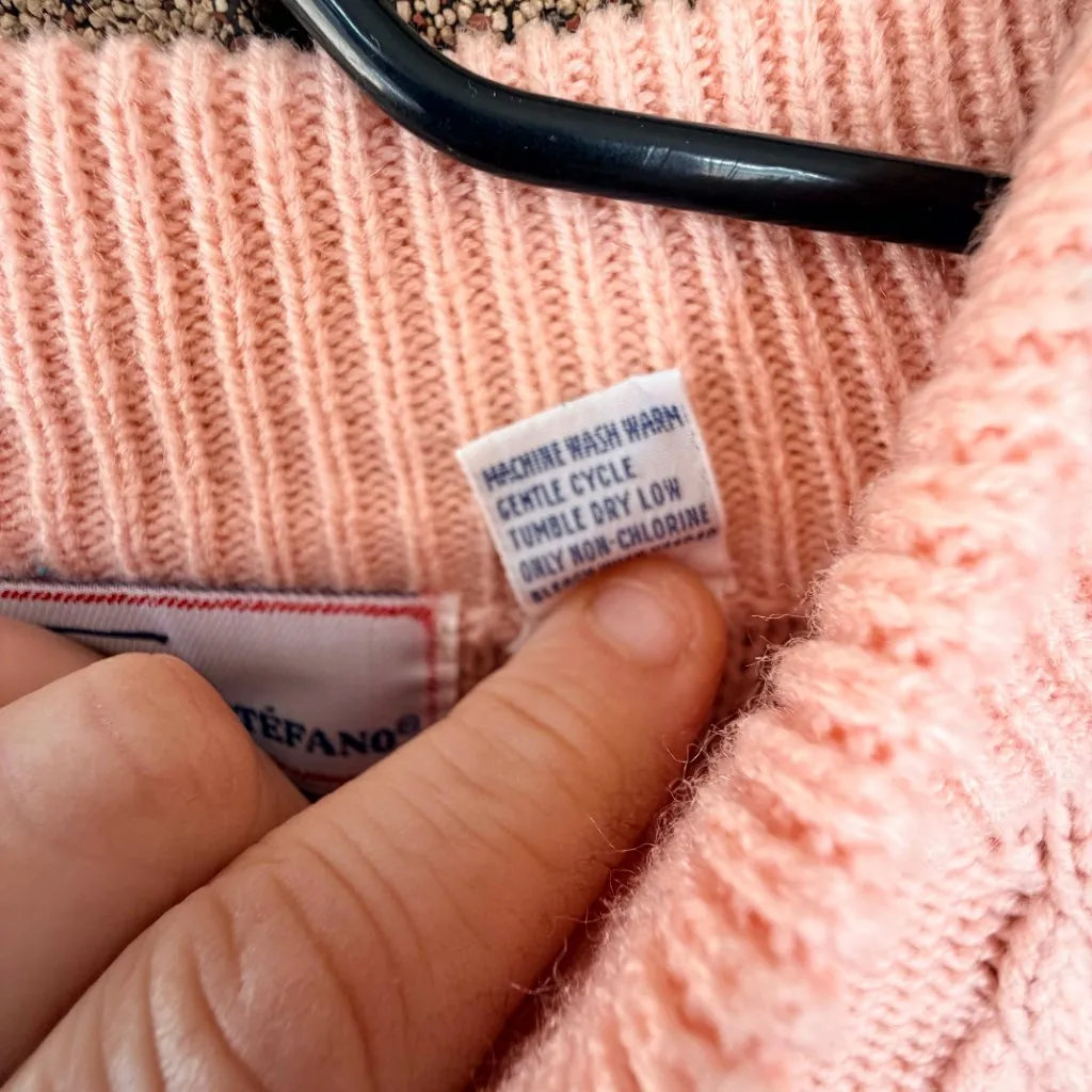 The American Line Stefano Vintage Pink Cable Knit Mock Neck Sweater Size M Size M - Image 6