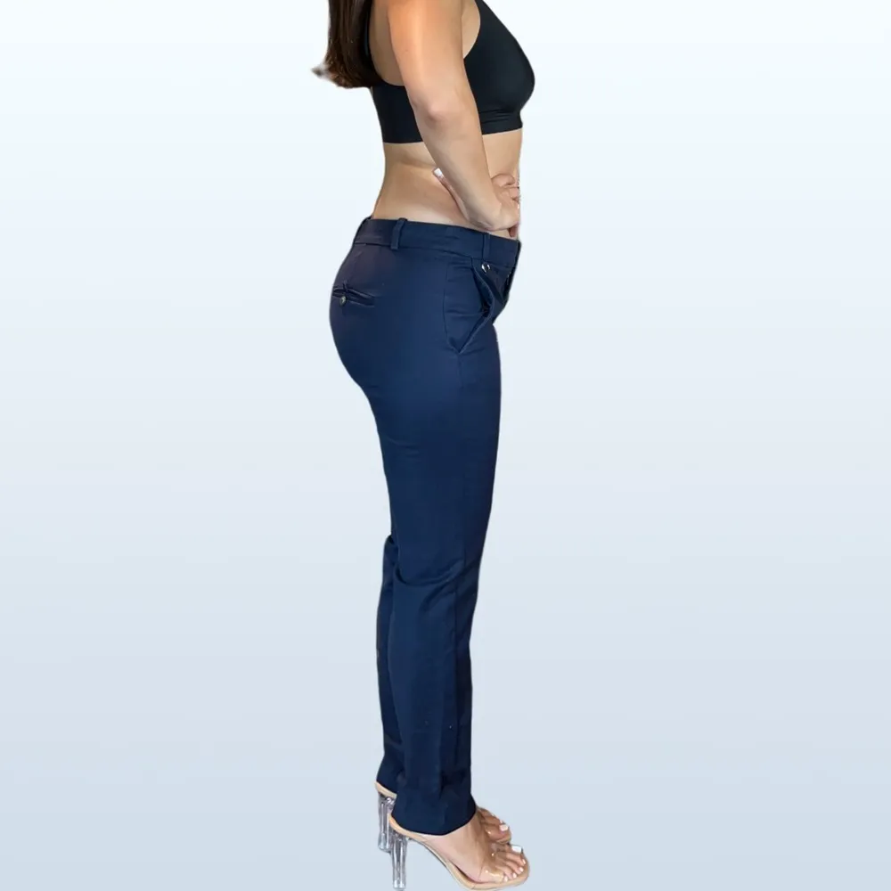 ZARA Basic Navy Blue Low-Rise Dress Pants in Size 04 - Image 2