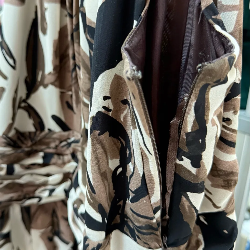 Evan Picone Strapless Brown Floral Dress Black Size 14 - Image 6