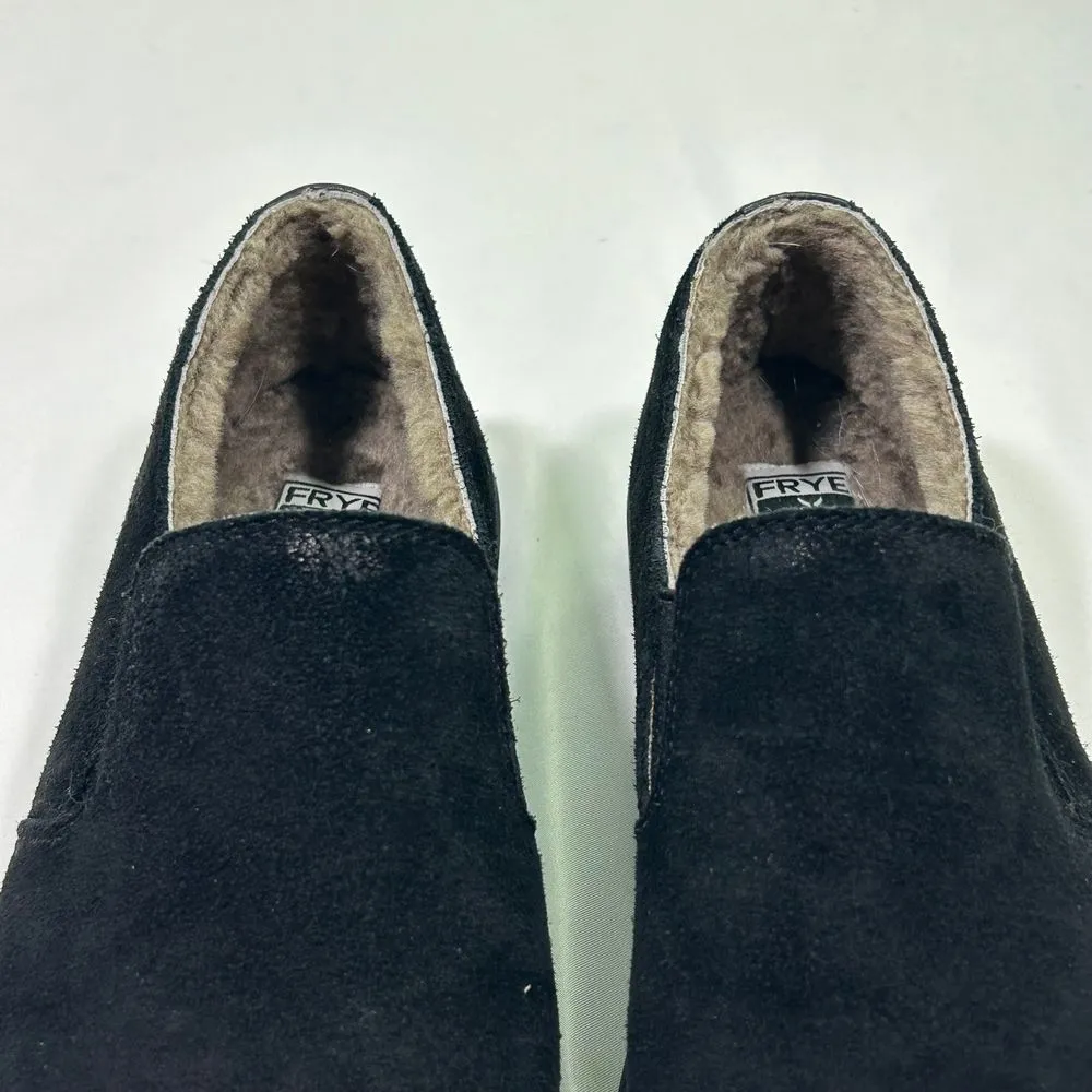Frye Gemma Black Suede Slip-On Sneakers Fur‎ Lining Shoes Womens 10 - Image 3