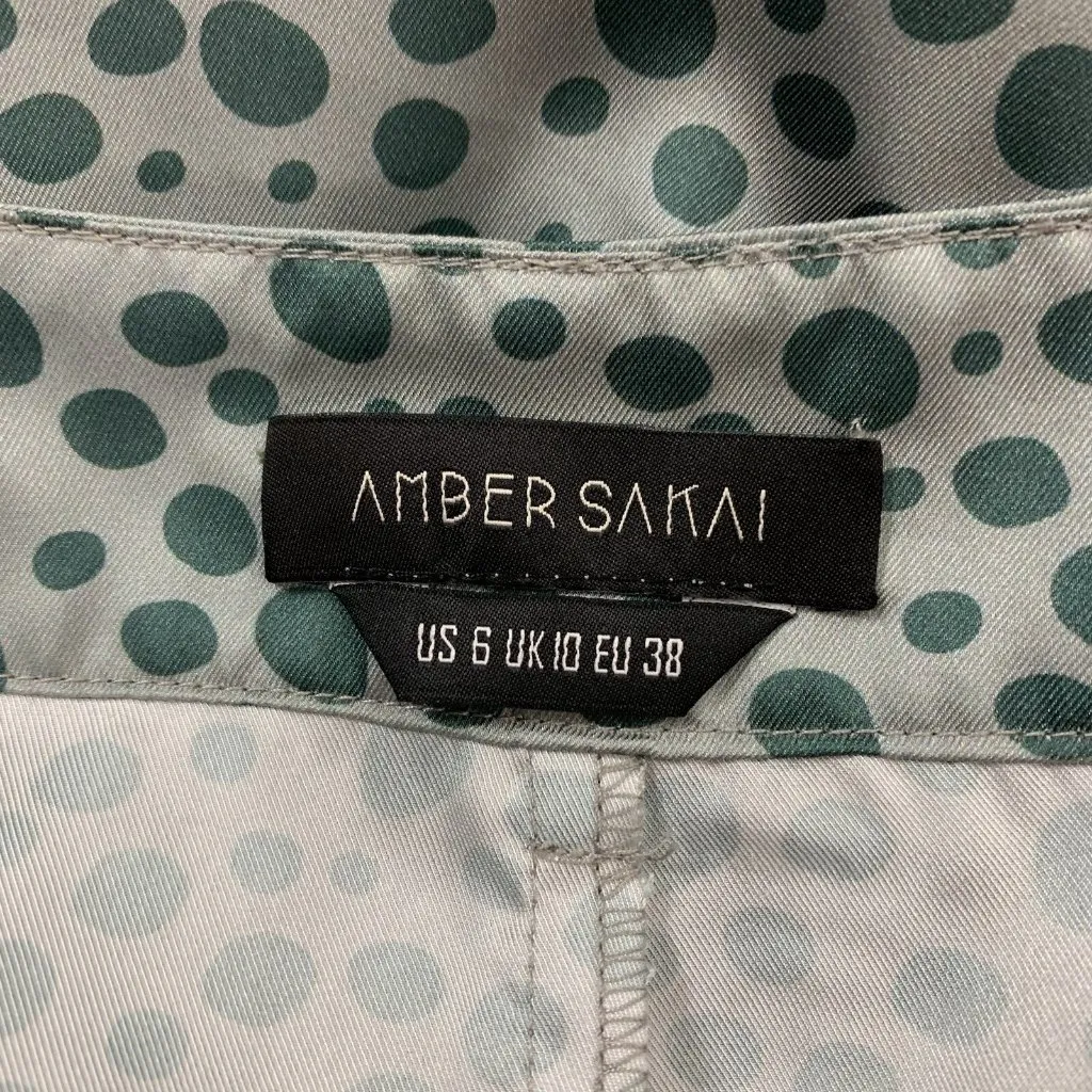 Amber Sakai Wide Leg Pants 6 Long Green Lightweight Linen Relaxed - Image 6