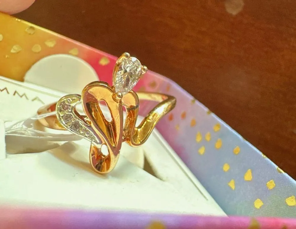 Emma Madison 18kt gold over sterling silver crystal diamonds irregular Ring Sz 9 - Image 6