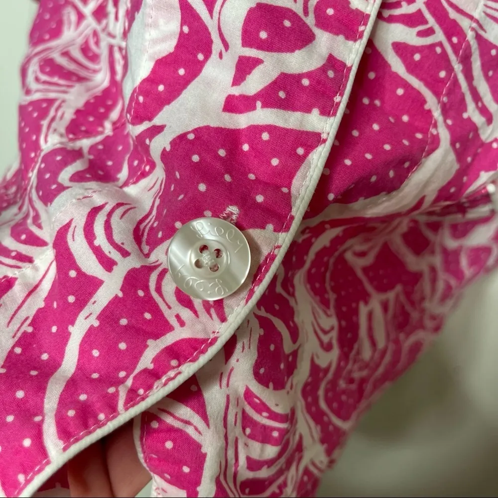 Lilly Pulitzer Seashell Dots White Pink Pajama top sz S - Image 8