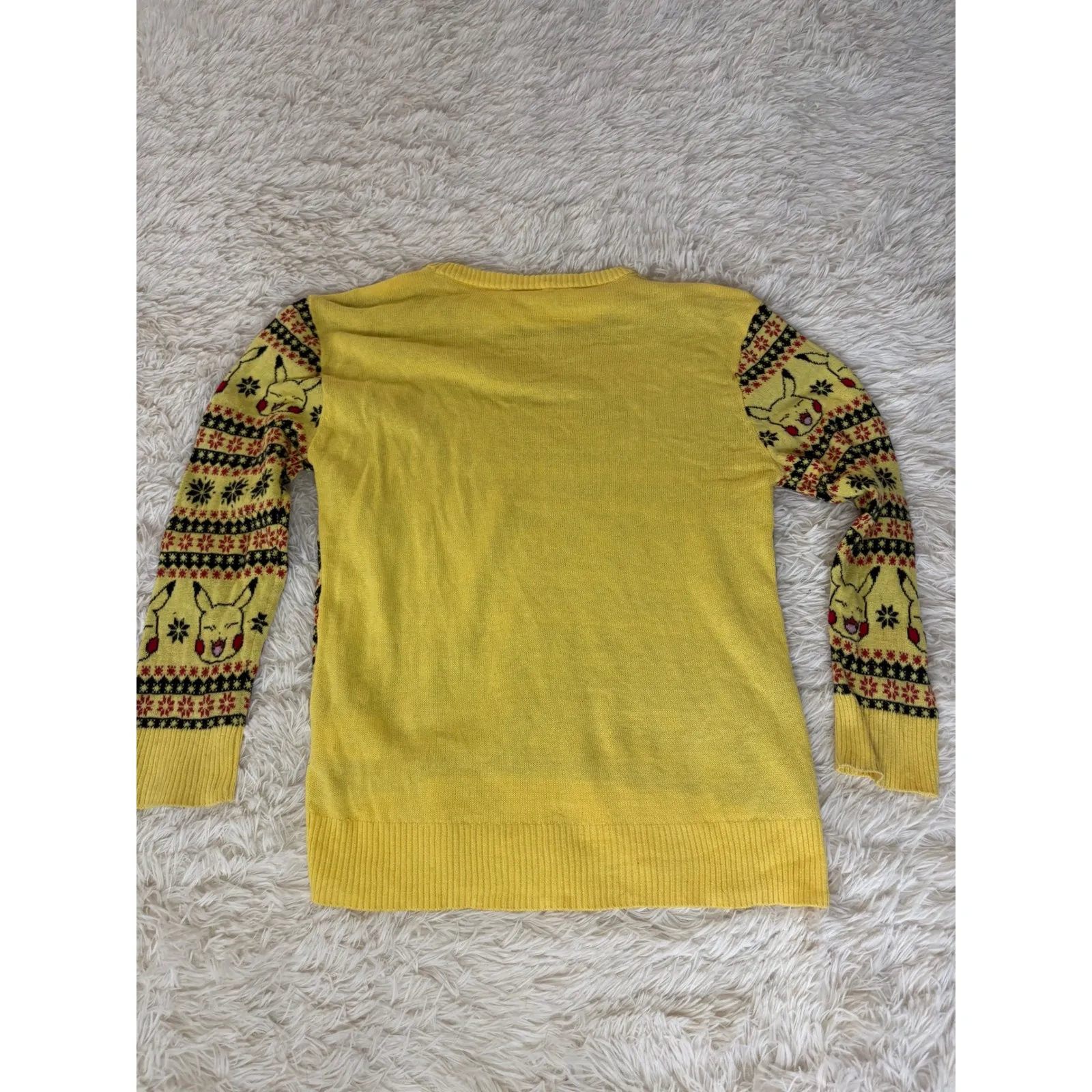 Vintage Pokemon Pikachu Yellow Ugly Christmas Sweater Crew Neck Holiday Large L - Image 7