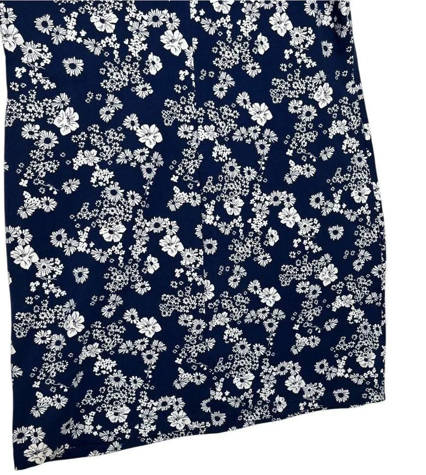 New Old Navy Dress Womens 2XL Floral Round Neck Short Sleeve Stretch Cotton Blue - Image 6