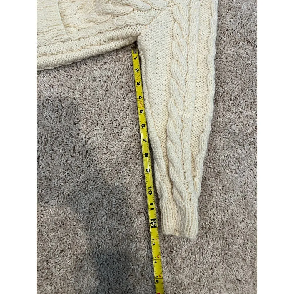 Vintage Blarney Wollen Mills Handknit Cardigan Sweater 100% Pure Wool Ivory XS/S - Image 8