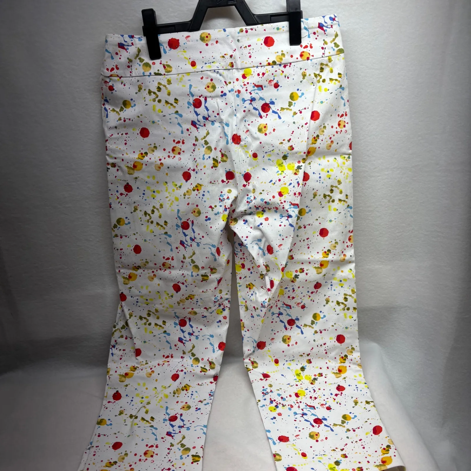 Krazy Larry Women's Size 8 Paint Splatter Pants Nylon Rayon Spandex Super Cute White - Image 6