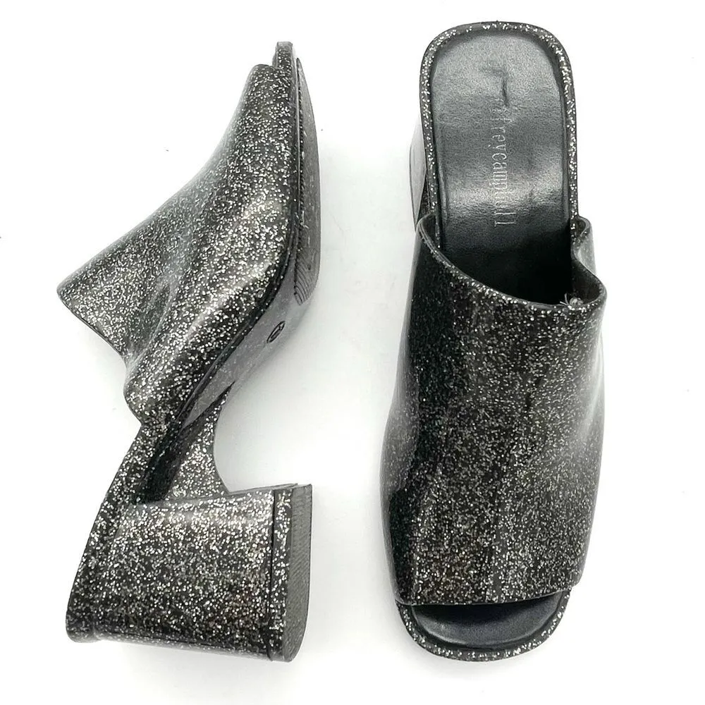 Jeffrey Campbell Petra Block Heel Jelly Slide Black Glitter Sandal Womens Size 7 - Image 13