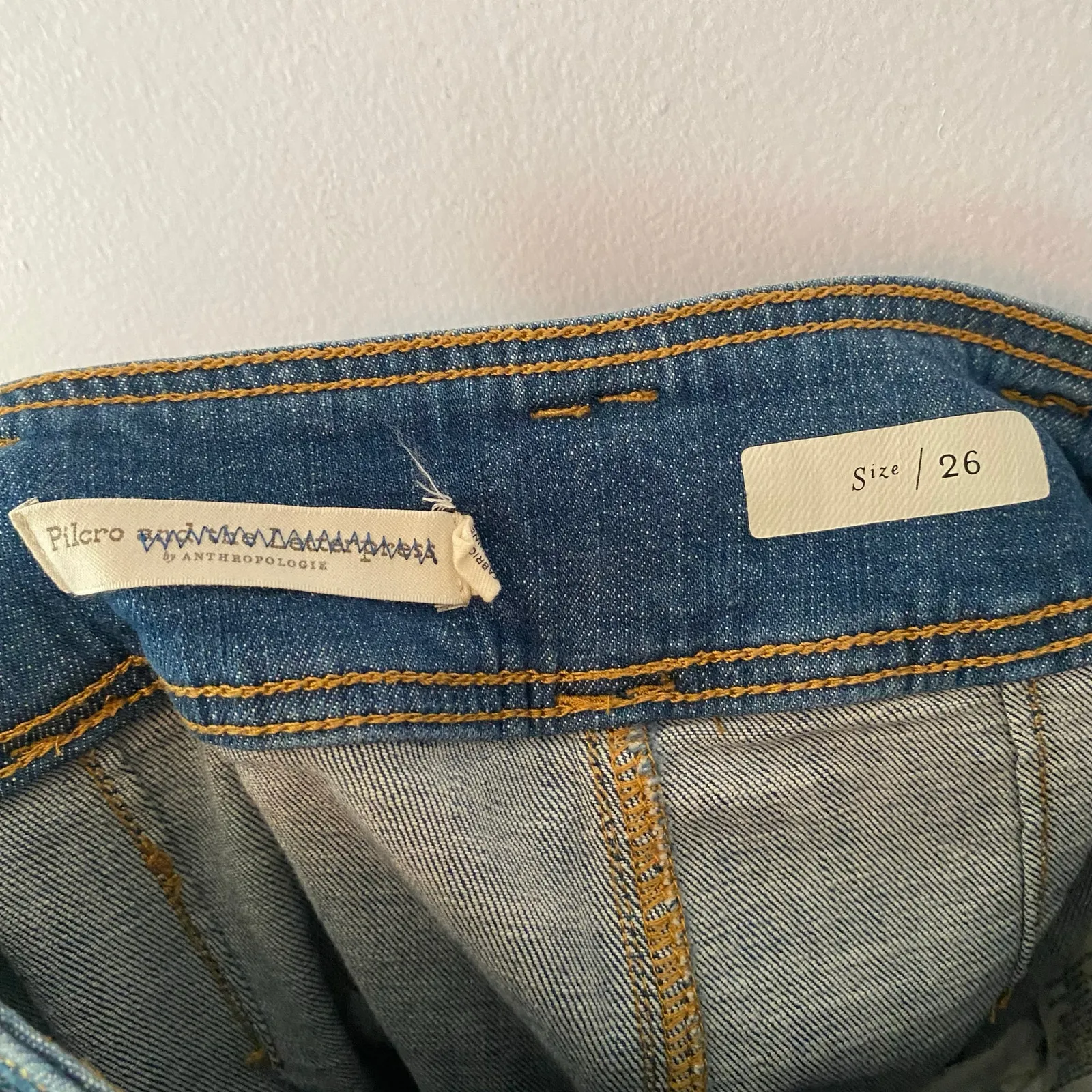 Pilcro Anthropologie Dark Wash Cropped Flare High Rise Jeans Women's size 26 - Image 2