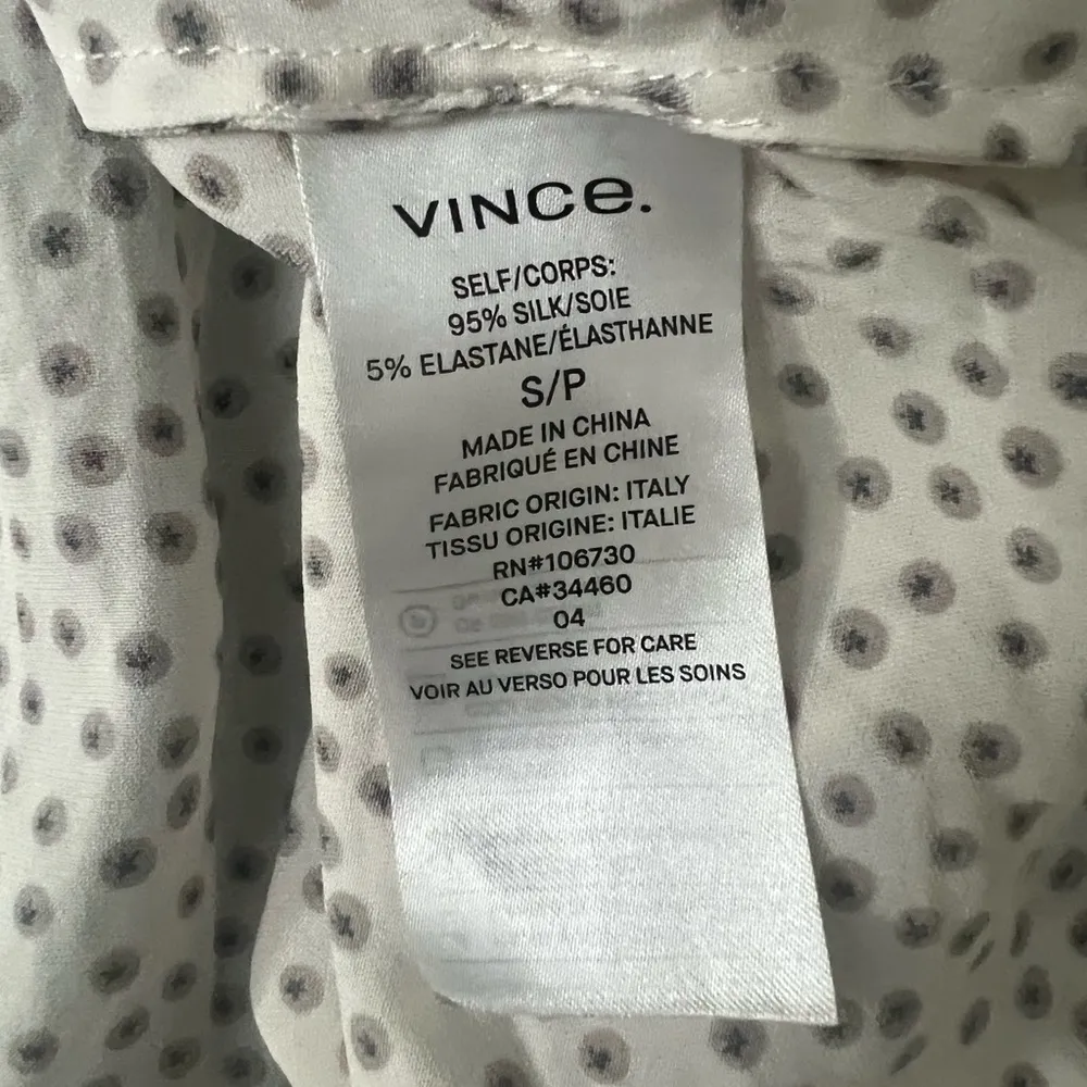 Vince Off White Silk Long Sleeve  Blouse Small - Image 6