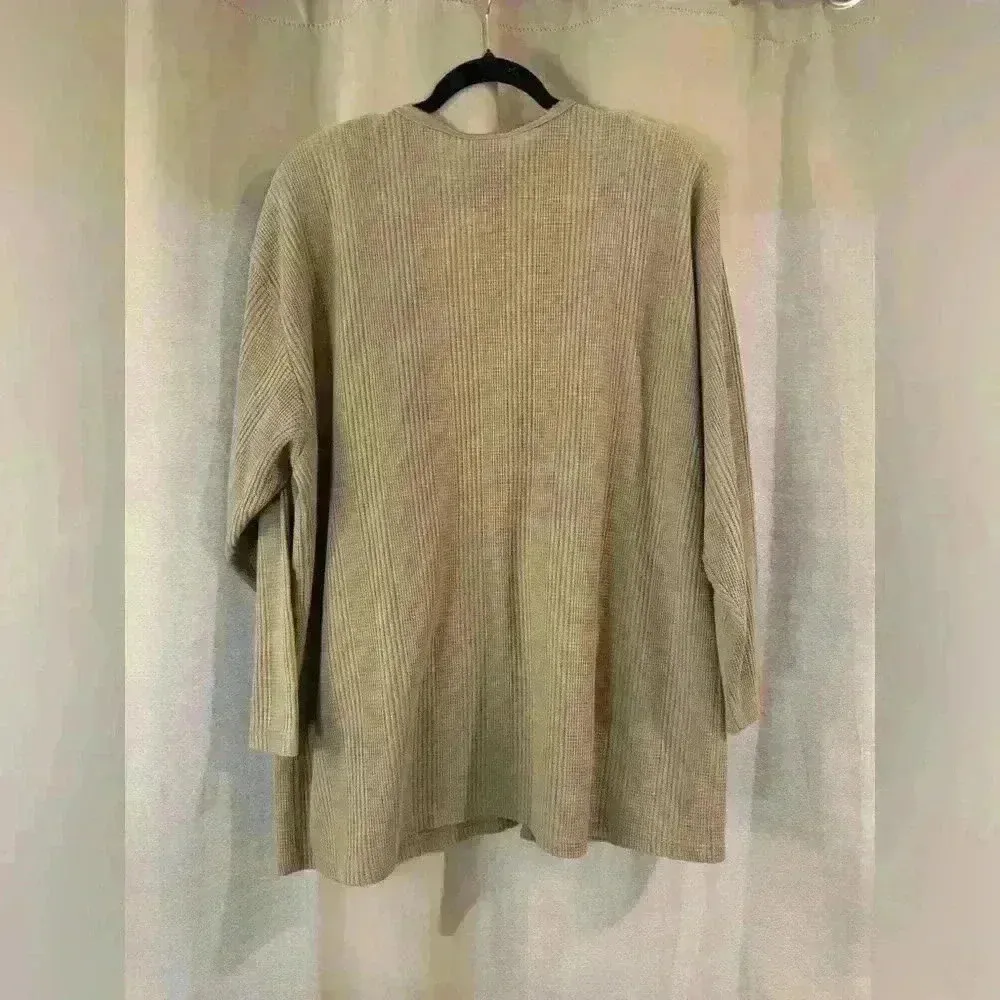 Women’s Brown Basix Button Down Tan Size undefined - Image 2