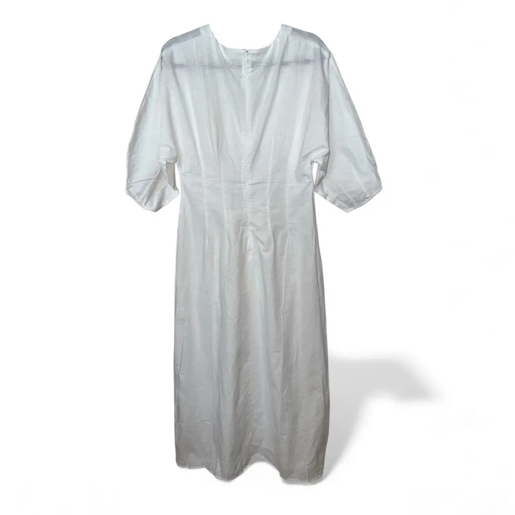 COMMENSE Cotton & Linen Puff Sleeve Dress Without Belt COLOR - Image 5