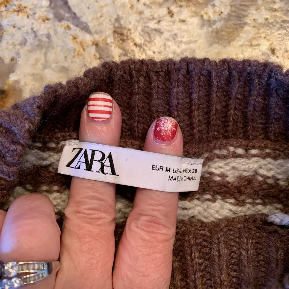 ZARA Oversized Chunky Bulky Sweater Top Striped 33% Wool Blend Size M Medium EUC - Image 5