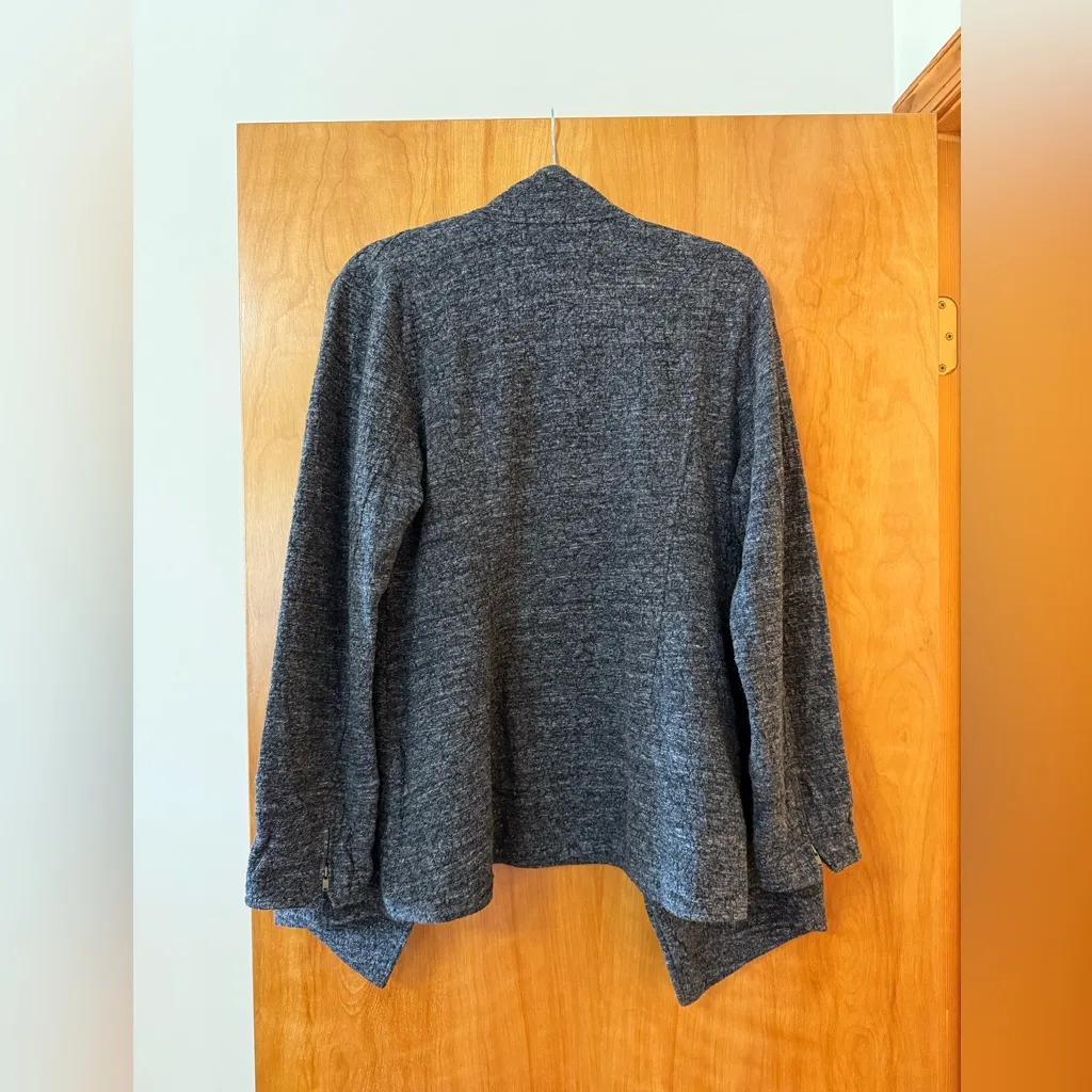 Eileen Fisher Gray Terrazzo Draped Jacket Shrug Open Front Cardigan Asymmetrical - Image 13