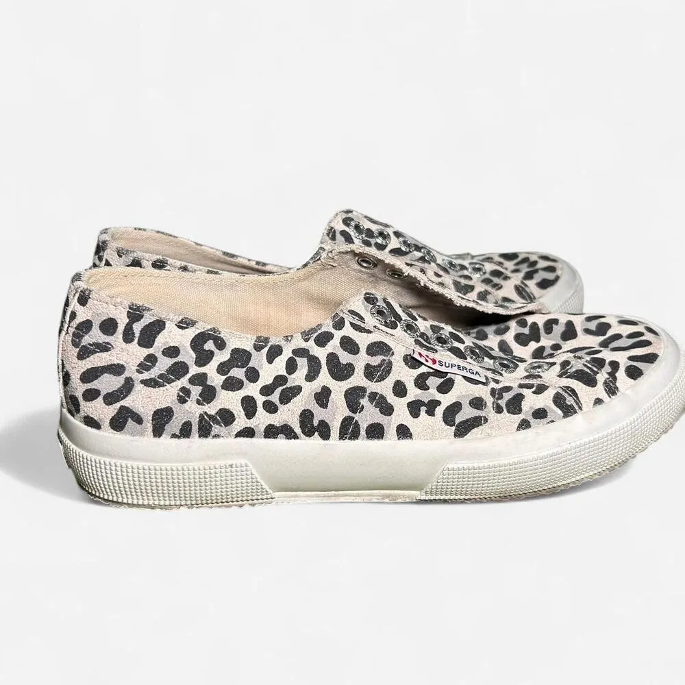 Superga leopard print canvas trainers preppy sneakers size 6.5 - Image 3
