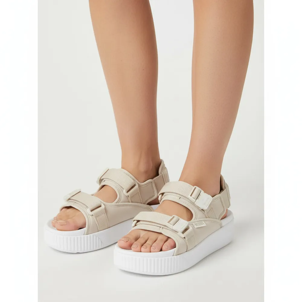 PUMA sport sandals open sneakers with two buckles chunky platform beige Sz US 7 - Image 2