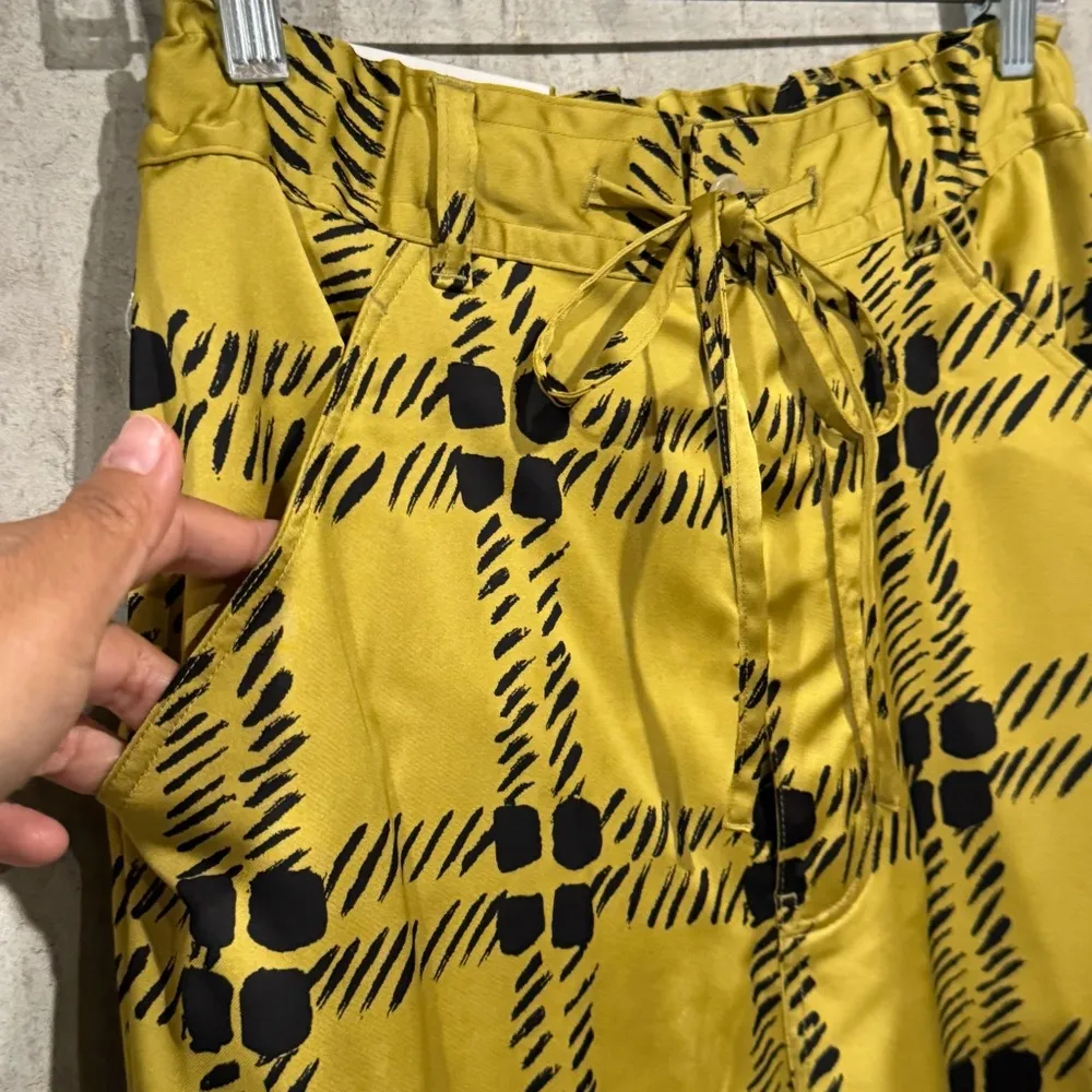 Marni x Uniqlo XS Mustard Drape Relaxed Baggy Wide Leg Pants Satin Comfort NWT Yellow - Image 8