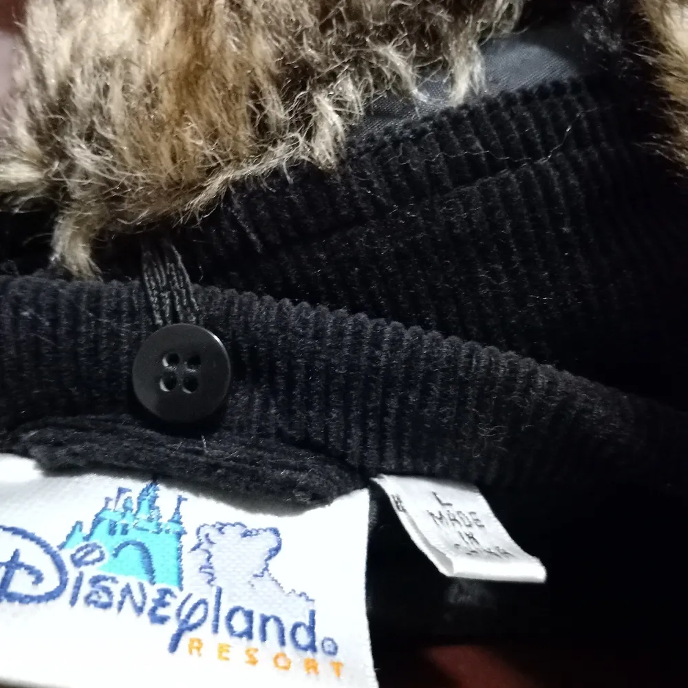 Disneyland Resort L Corduroy Fur Trim Snap Park Jacket in Black Brown - Image 5