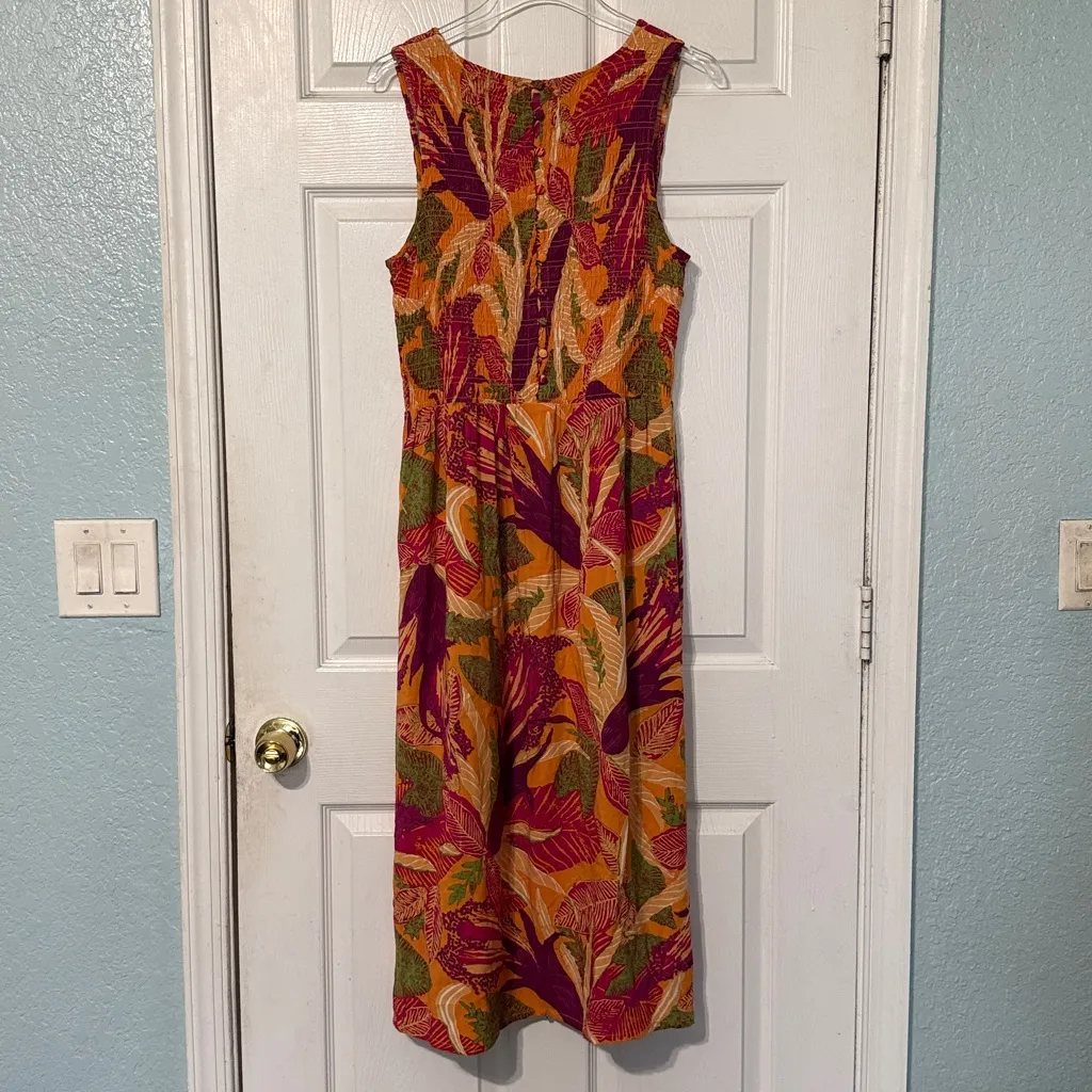 FatFace Aria Tropical Floral Midi Dress Light Orange Size US 10 - Image 8