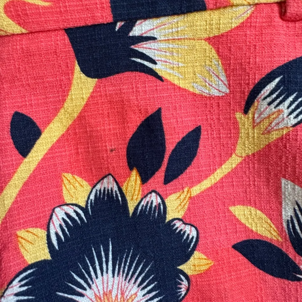 J Crew Coral Navy Floral Cotton Blend Shorts Womens 6 Summer Beach Coastal - Image 3