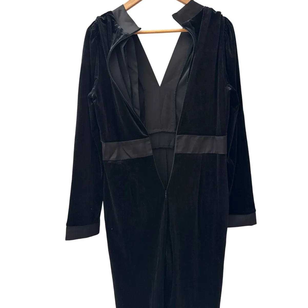 AmyEnjoyLife Black Velvet‎ High Waist Wide Leg Jumpsuit Size Large - Image 6