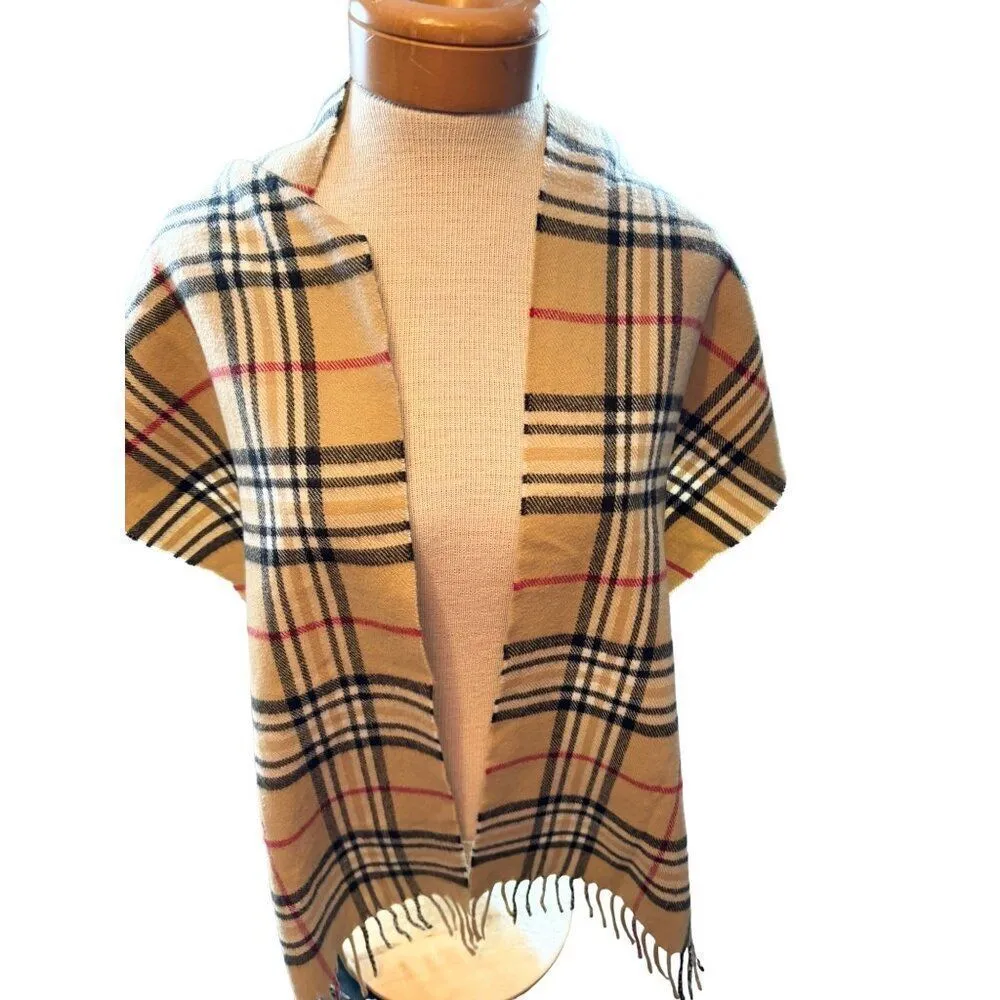 plaid winter Scarf Beige Tartan Plaid 70" x 12" Unisex Black - Image 4