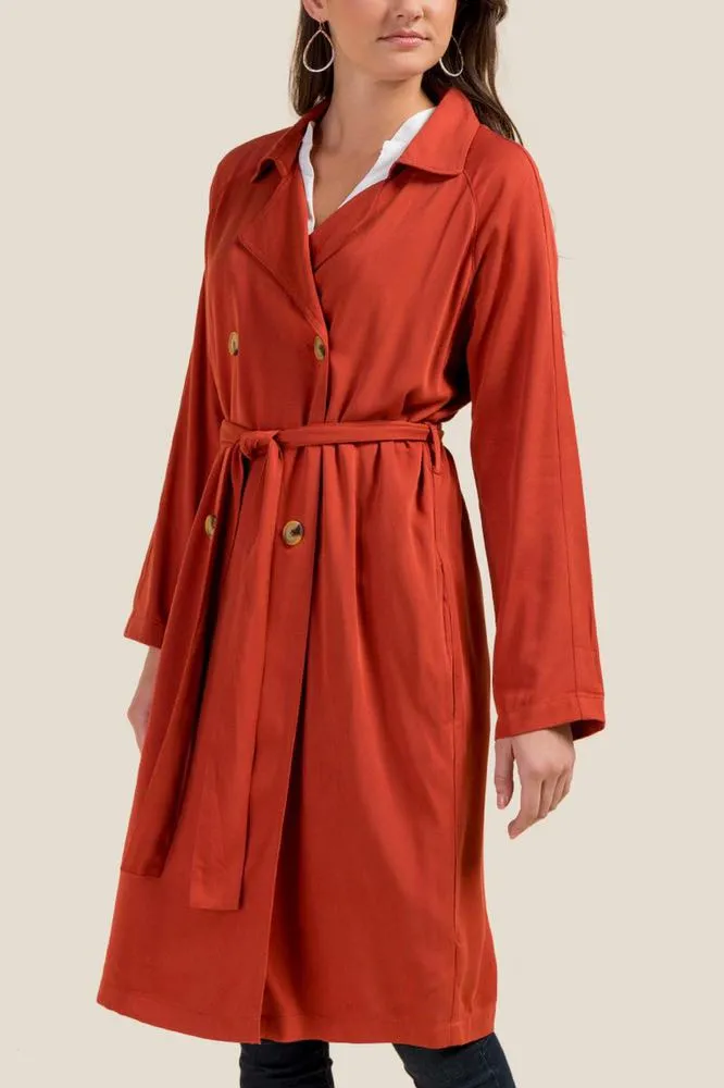 Francesca's Burnt Orange Trench Coat - Image 2