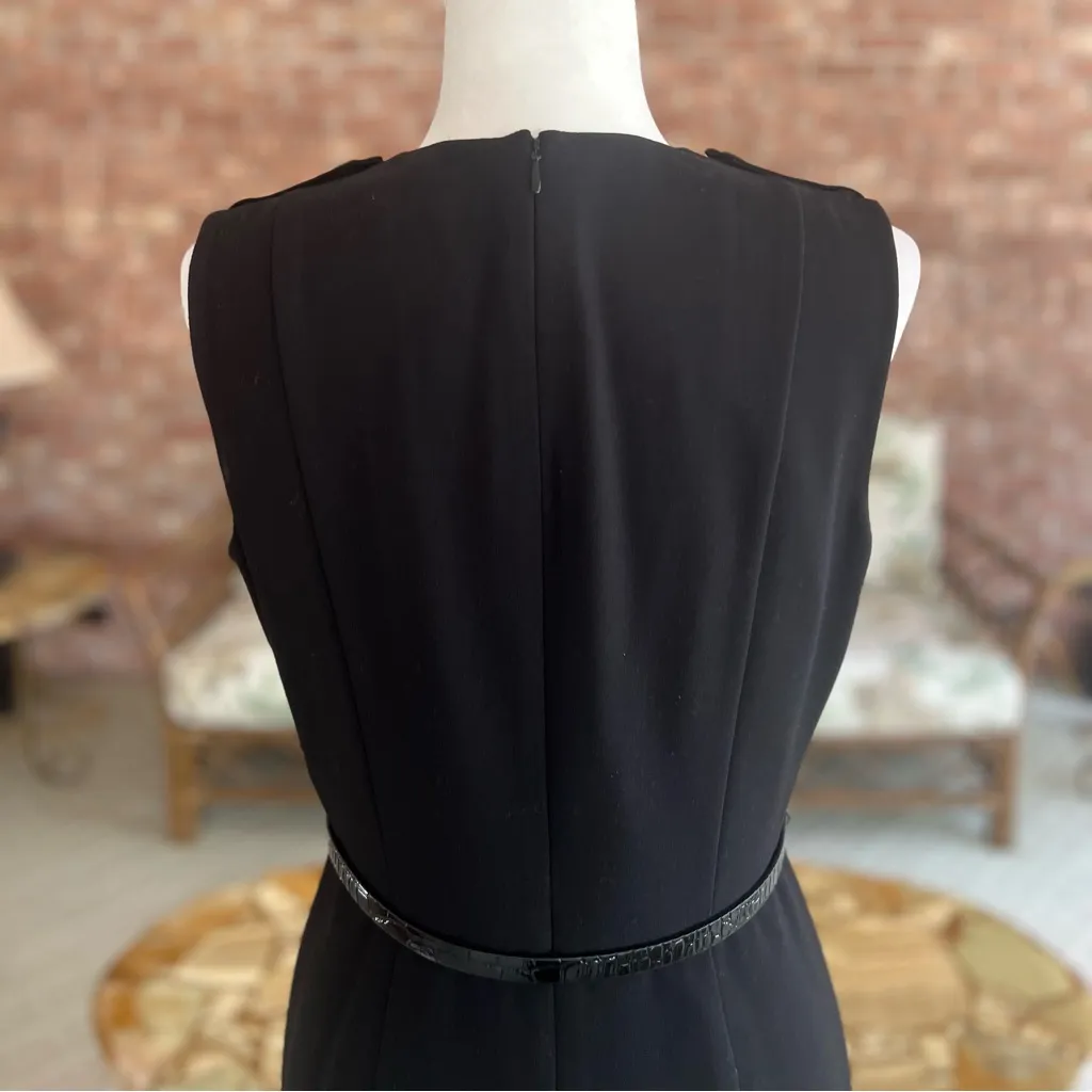 Calvin Klein Dress Color Block Knee Length Black White Sleeveless Belted 8 - Image 10